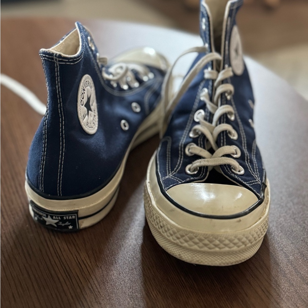 Converse Cream and Blue High-Tops